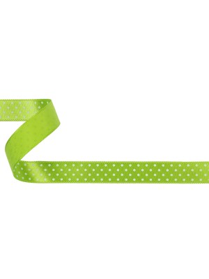 Lime and White Polka Dot Satin Ribbon – 0.625″ Lime and White Polka Dot Satin Ribbon – 0.625″