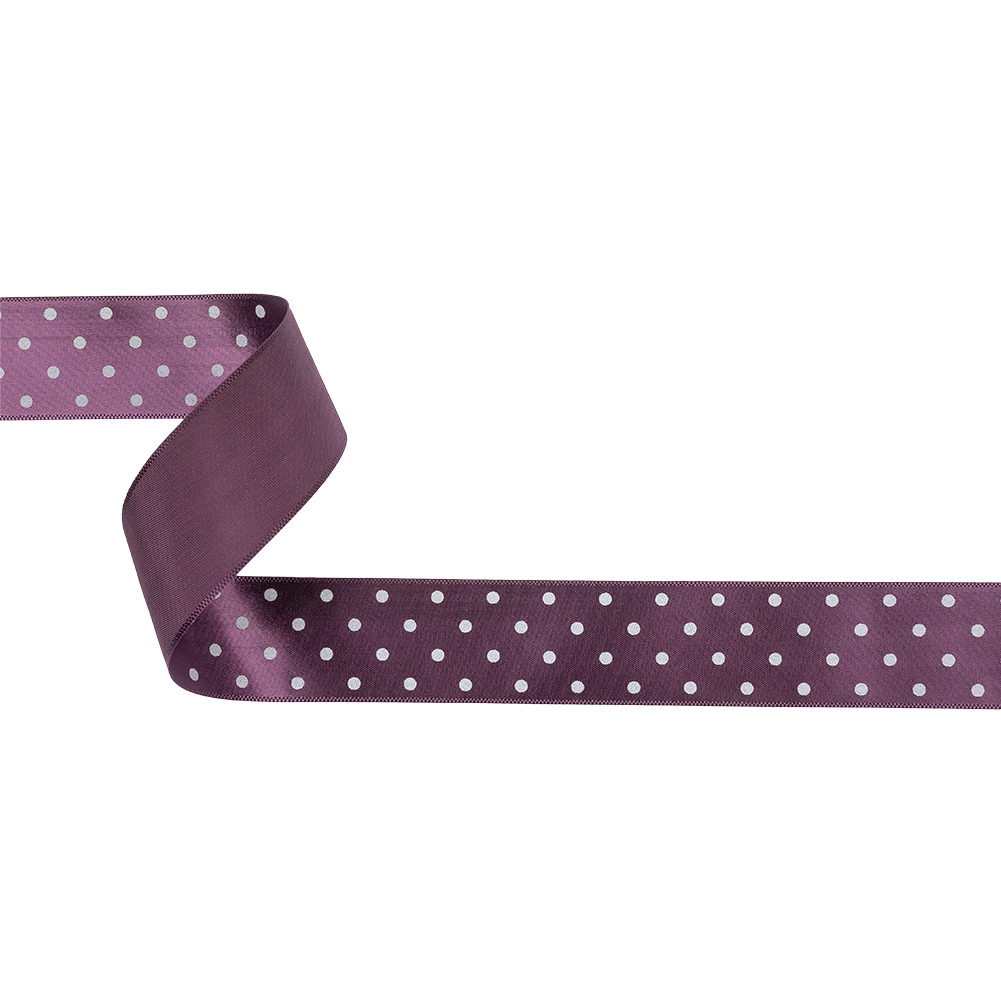 Purple and White Polka Dot Satin Ribbon – 1″ Purple and White Polka Dot Satin Ribbon – 1″