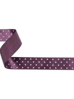 Purple and White Polka Dot Satin Ribbon – 1″ Purple and White Polka Dot Satin Ribbon – 1″