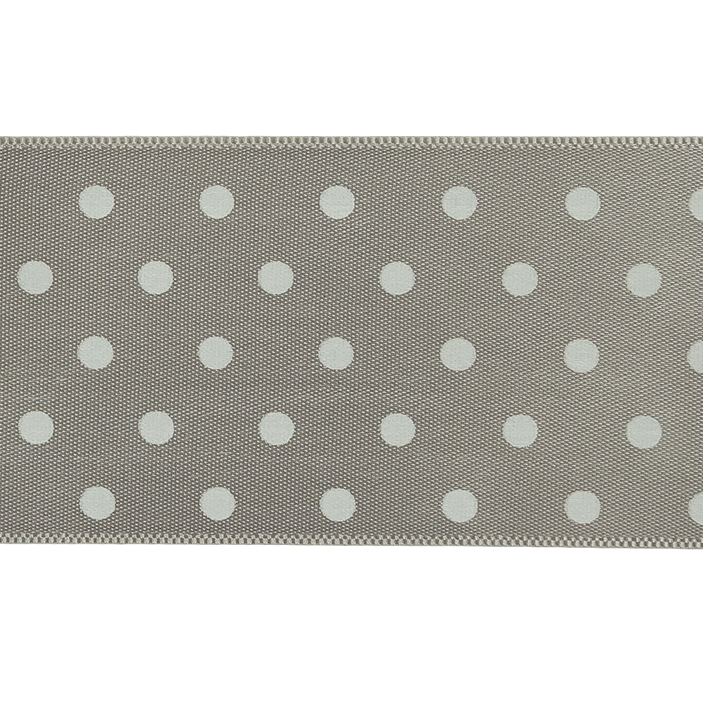 Gray and White Polka Dot Satin Ribbon - 1.5"