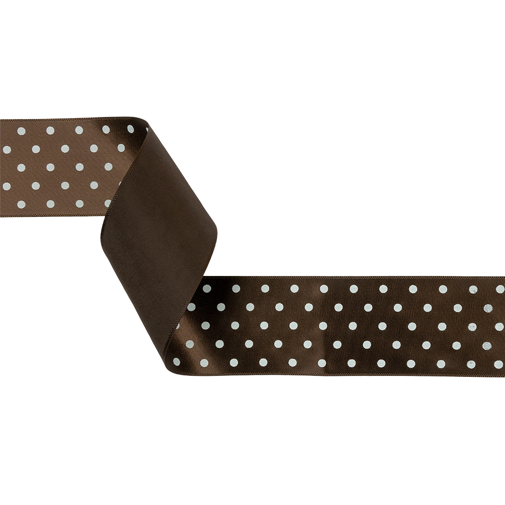 Brown and White Polka Dot Satin Ribbon – 1.5″ Brown and White Polka Dot Satin Ribbon – 1.5″