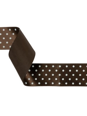 Brown and White Polka Dot Satin Ribbon – 1.5″ Brown and White Polka Dot Satin Ribbon – 1.5″