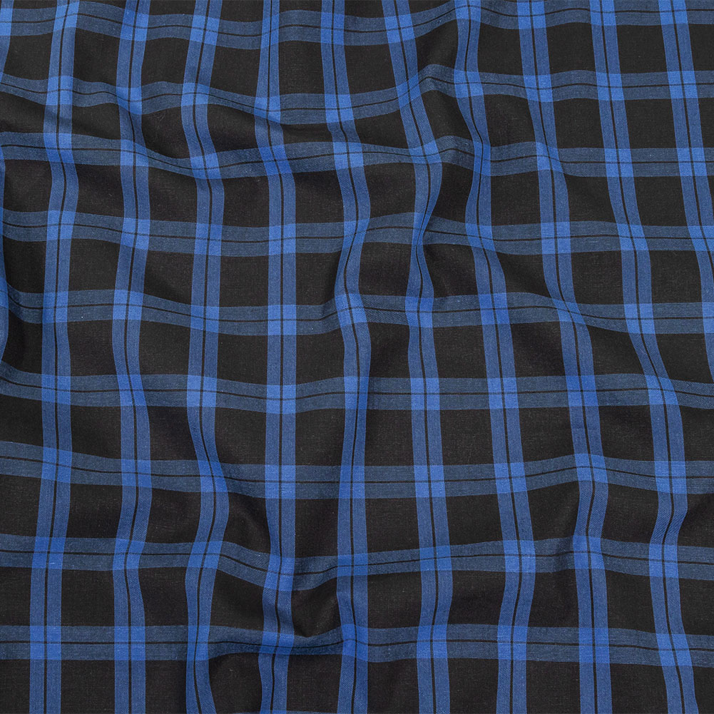 Stretch Limo and Deja Vu Blue Plaid Cotton Shirting Stretch Limo and Deja Vu Blue Plaid Cotton Shirting