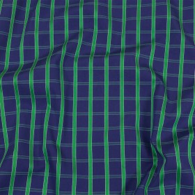 Blueprint and Green Plaid Cotton Shirting with Satin-Faced Stripes Blueprint and Green Plaid Cotton Shirting with Satin-Faced Stripes