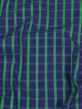 Blueprint and Green Plaid Cotton Shirting with Satin-Faced Stripes Blueprint and Green Plaid Cotton Shirting with Satin-Faced Stripes