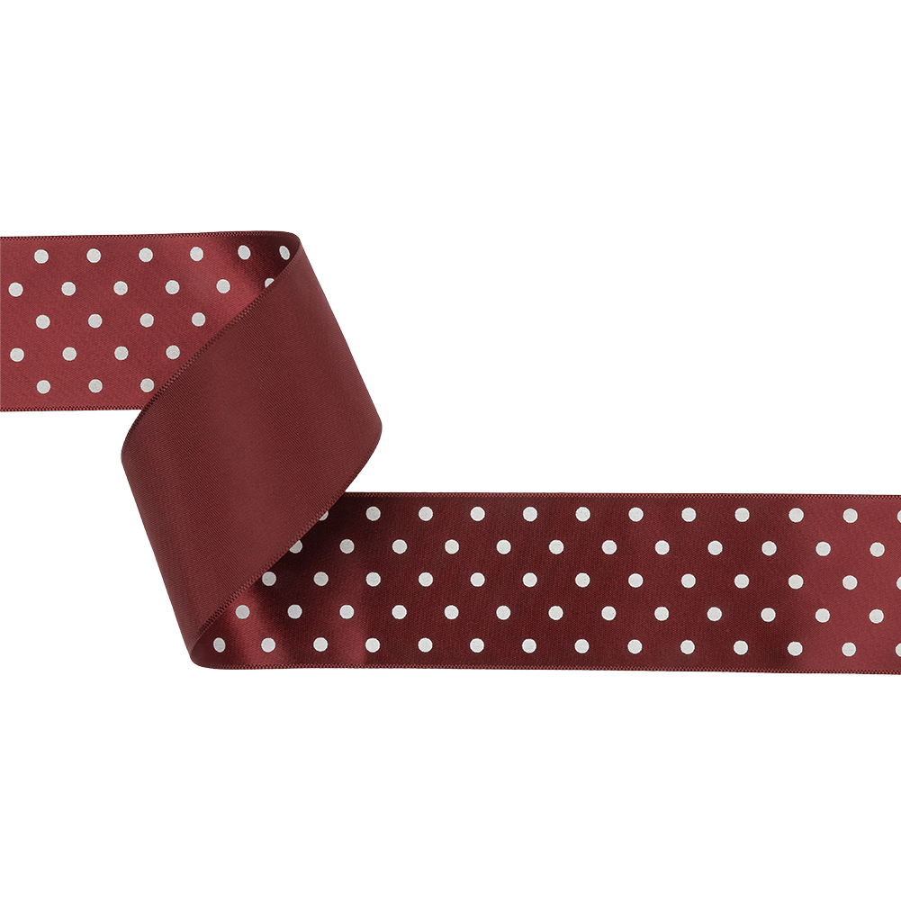 Wine Red and White Polka Dot Satin Ribbon – 1.5″ Wine Red and White Polka Dot Satin Ribbon – 1.5″