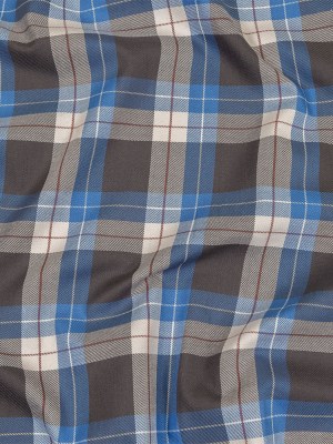 Blue, Moonscape and White Plaid Cotton Twill Blue, Moonscape and White Plaid Cotton Twill