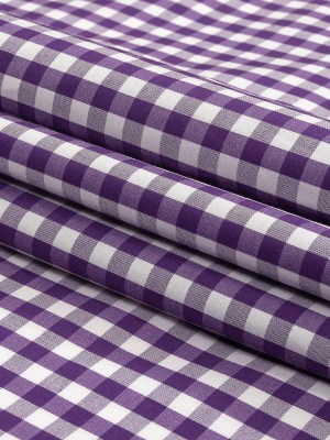 Purple and White Checkered Cotton and Polyester Shirting Purple and White Checkered Cotton and Polyester Shirting
