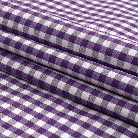 Purple and White Checkered Cotton and Polyester Shirting Purple and White Checkered Cotton and Polyester Shirting
