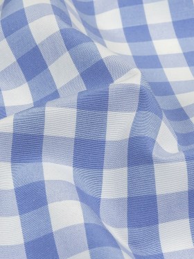 Blue and White Checked Cotton and Polyester Shirting Blue and White Checked Cotton and Polyester Shirting
