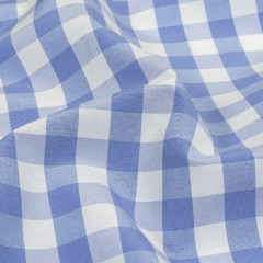 Blue and White Checked Cotton and Polyester Shirting Blue and White Checked Cotton and Polyester Shirting