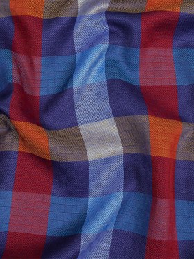 Blue, Red and Yellow Checked Broken Twill Cotton and Polyester Woven Blue, Red and Yellow Checked Broken Twill Cotton and Polyester Woven
