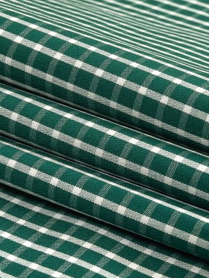 Evergreen and White Checkered Cotton and Polyester Shirting Evergreen and White Checkered Cotton and Polyester Shirting