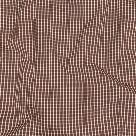 Brown and White Checkered Cotton and Polyester Shirting Brown and White Checkered Cotton and Polyester Shirting