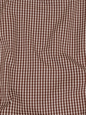Brown and White Checkered Cotton and Polyester Shirting Brown and White Checkered Cotton and Polyester Shirting