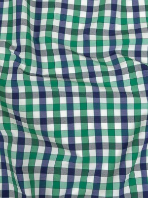 Blueprint, Pine Green and White Checkered Cotton and Polyester Shirting Blueprint, Pine Green and White Checkered Cotton and Polyester Shirting
