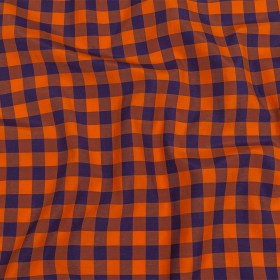 Orange and Navy Checked Cotton and Polyester Shirting Orange and Navy Checked Cotton and Polyester Shirting