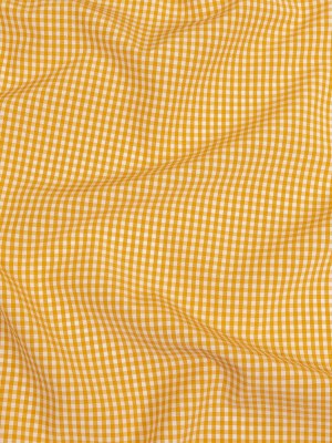 Mustard and White Checked Cotton and Polyester Shirting Mustard and White Checked Cotton and Polyester Shirting
