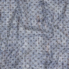 Brown and Blue Flowers and Dots Cotton and Polyester Shirting with Distressed Foil Topcoat Brown and Blue Flowers and Dots Cotton and Polyester Shirting with Distressed Foil Topcoat