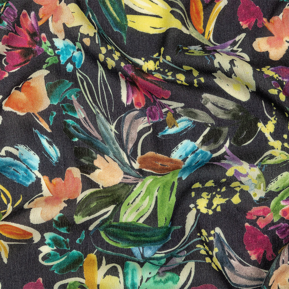 Gauzy Wrinkled Rayon Woven Print – Navy and Rainbow Floral – Mood Exclusive Midsummer’s Night Gauzy Wrinkled Rayon Woven Print – Navy and Rainbow Floral – Mood Exclusive Midsummer’s Night