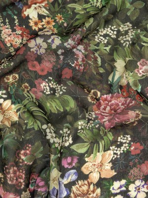 Mood Exclusive Black Botanical Bounty Viscose Georgette Mood Exclusive Black Botanical Bounty Viscose Georgette