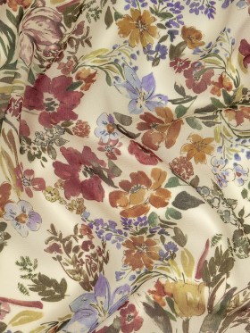 Mood Exclusive White Morning Glories Viscose Georgette Mood Exclusive White Morning Glories Viscose Georgette