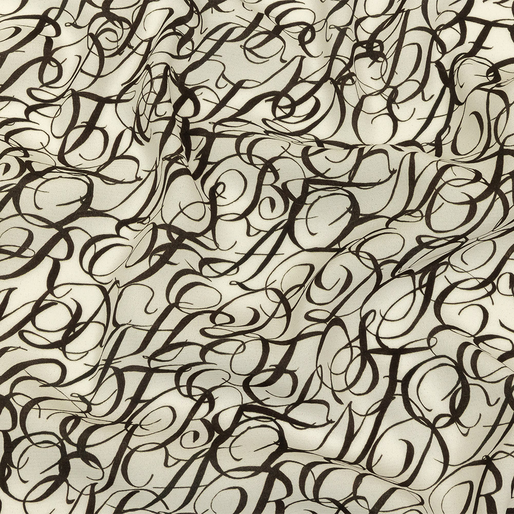 Sustainable Viscose Woven Print – White Calligraphic Letters – Mood Exclusive Dear Ms. Austen Sustainable Viscose Woven Print – White Calligraphic Letters – Mood Exclusive Dear Ms. Austen