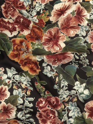 Polyester Charmeuse Print – Black, Red and Blue Floral – Mood Exclusive Misty Morning Polyester Charmeuse Print – Black, Red and Blue Floral – Mood Exclusive Misty Morning