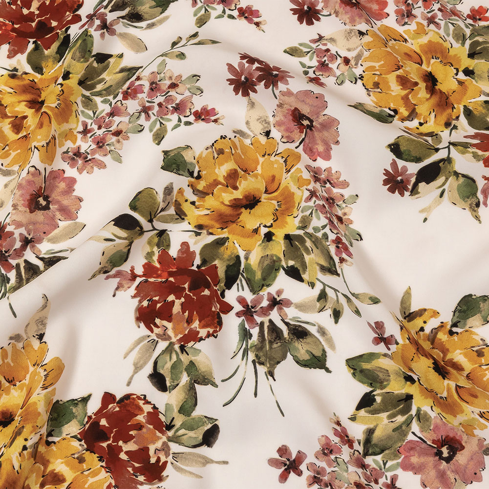 Polyester Twill Print – Pink and Yellow Floral – Mood Exclusive Spring Getaway Polyester Twill Print – Pink and Yellow Floral – Mood Exclusive Spring Getaway