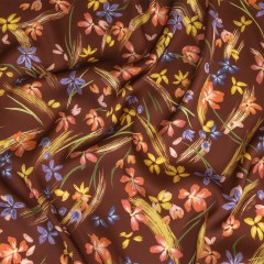 Polyester Charmeuse Print – Brown, Pink and Blue Floral – Mood Exclusive In the Wind Polyester Charmeuse Print – Brown, Pink and Blue Floral – Mood Exclusive In the Wind