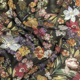 Mood Exclusive Black Onyx Morning Glories Viscose Georgette Mood Exclusive Black Onyx Morning Glories Viscose Georgette