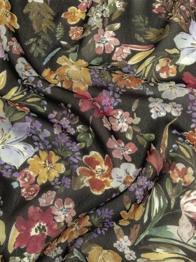 Mood Exclusive Black Onyx Morning Glories Viscose Georgette Mood Exclusive Black Onyx Morning Glories Viscose Georgette