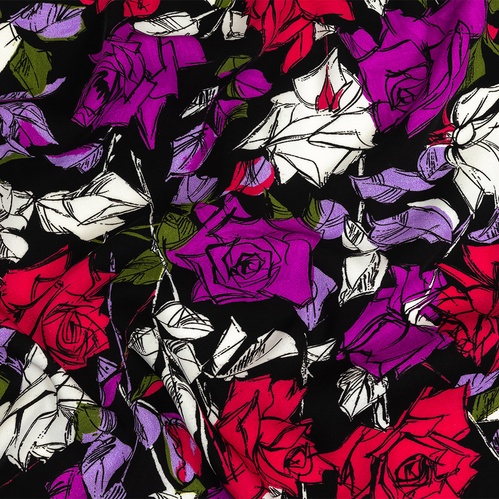 Mood Exclusive Black Painting the Roses Polyester Crepe Mood Exclusive Black Painting the Roses Polyester Crepe