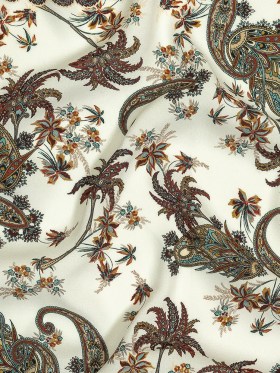 Sustainable Viscose Crepe Panel – Teal and Burgundy Paisley Decorative Squares – Mood Exclusive Destination Dubai Sustainable Viscose Crepe Panel – Teal and Burgundy Paisley Decorative Squares – Mood Exclusive Destination Dubai