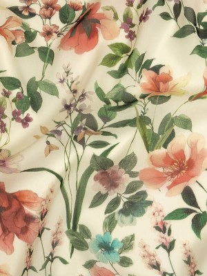 Mood Exclusive Beige O’Keefe’s Orchids Viscose Georgette Mood Exclusive Beige O’Keefe’s Orchids Viscose Georgette