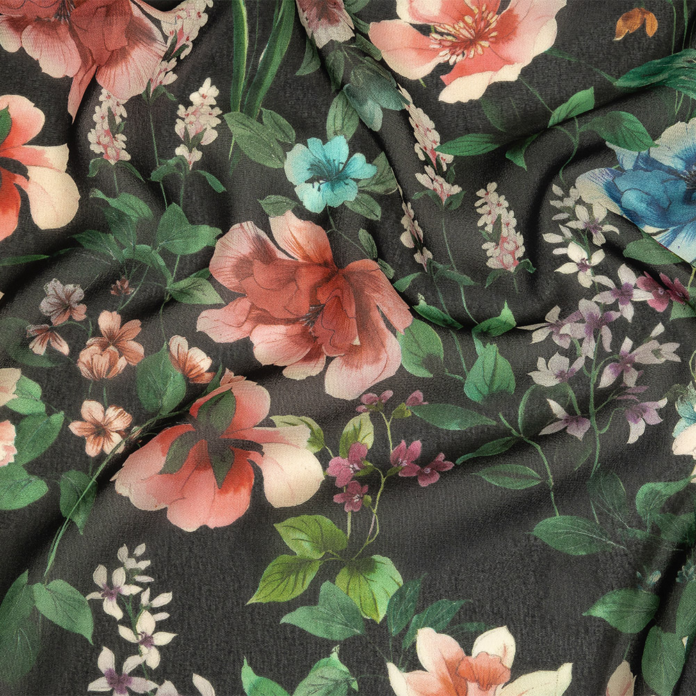 Mood Exclusive Black O’Keefe’s Orchids Viscose Georgette Mood Exclusive Black O’Keefe’s Orchids Viscose Georgette