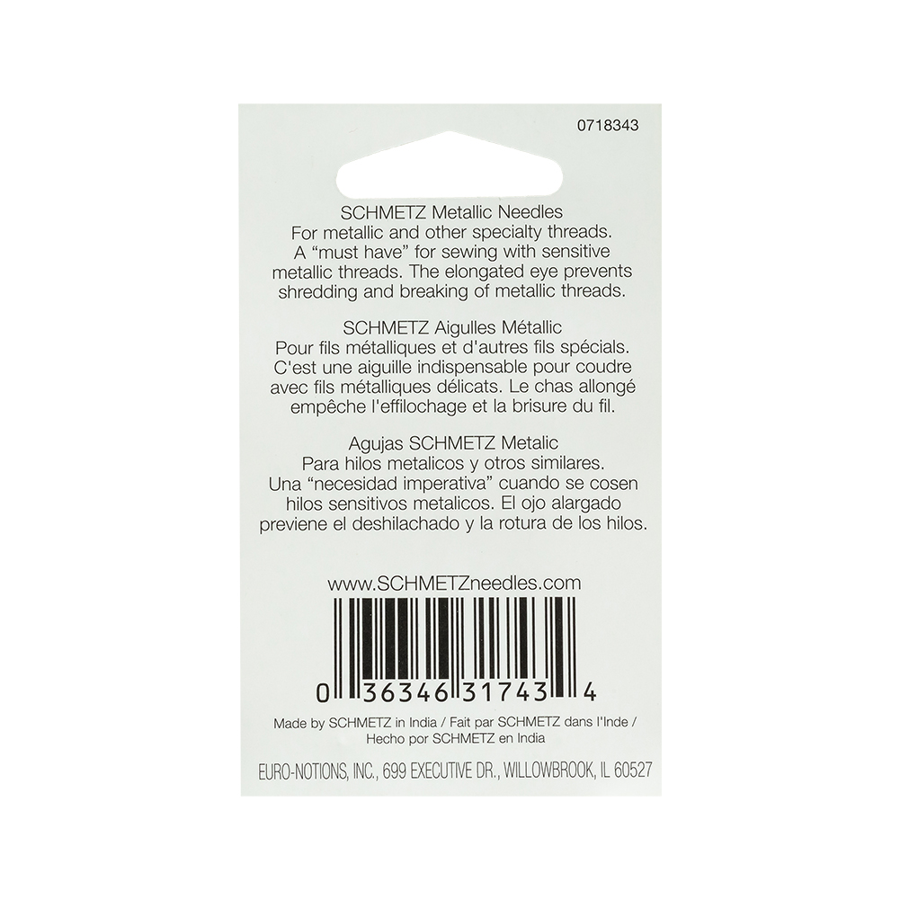 Schmetz Metallic Machine Needles – 80/12 – 5 ct Schmetz Metallic Machine Needles – 80/12 – 5 ct