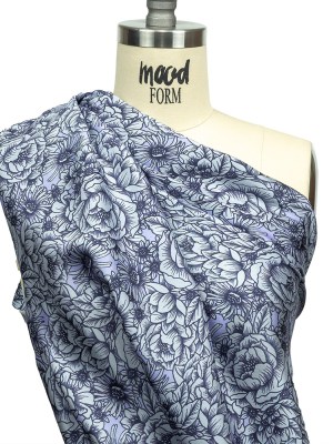 Polyester Twill Print – Pale Blue Florals – Mood Exclusive Calming Quest Polyester Twill Print – Pale Blue Florals – Mood Exclusive Calming Quest