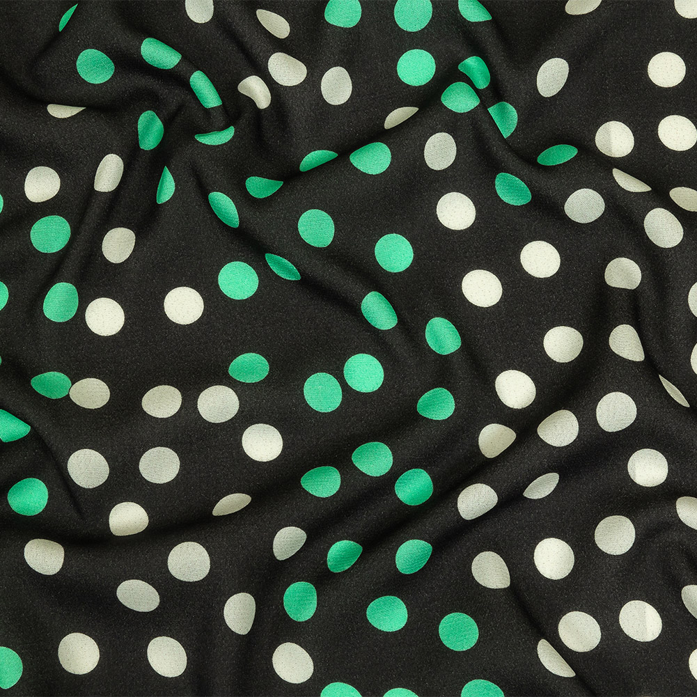 Viscose Crepe Print – Black, Mint Green and White Polka Dots – Mood Exclusive Big Spender Viscose Crepe Print – Black, Mint Green and White Polka Dots – Mood Exclusive Big Spender