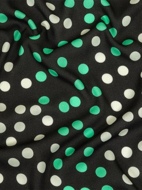 Viscose Crepe Print – Black, Mint Green and White Polka Dots – Mood Exclusive Big Spender Viscose Crepe Print – Black, Mint Green and White Polka Dots – Mood Exclusive Big Spender