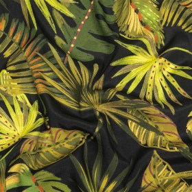 Viscose Crepe Print – Black and Green Palm Leaves – Mood Exclusive Tangled Thicket Viscose Crepe Print – Black and Green Palm Leaves – Mood Exclusive Tangled Thicket
