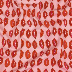 Stretch Polyester Woven Print – Pink and Red Lips – Mood Exclusive Mouthing Off Stretch Polyester Woven Print – Pink and Red Lips – Mood Exclusive Mouthing Off