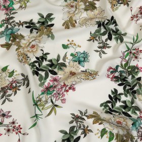 Fluid Polyester Twill Print – White, Pink and Blue Floral – Mood Exclusive Mixed Media Fluid Polyester Twill Print – White, Pink and Blue Floral – Mood Exclusive Mixed Media