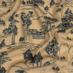 Viscose Twill Print – Smoke Gray and Beige Mountains and Trees – Mood Exclusive Shirakawa-go Viscose Twill Print – Smoke Gray and Beige Mountains and Trees – Mood Exclusive Shirakawa-go