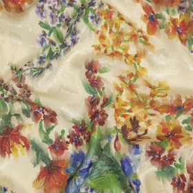 Flowery Sustainable Viscose Jacquard Print – Cream, Blue and Yellow Floral – Mood Exclusive Sunday in the Park Flowery Sustainable Viscose Jacquard Print – Cream, Blue and Yellow Floral – Mood Exclusive Sunday in the Park