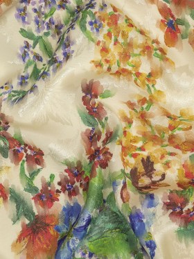 Flowery Sustainable Viscose Jacquard Print – Cream, Blue and Yellow Floral – Mood Exclusive Sunday in the Park Flowery Sustainable Viscose Jacquard Print – Cream, Blue and Yellow Floral – Mood Exclusive Sunday in the Park