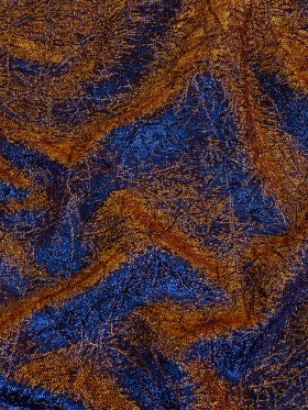 Astrolabe Metallic Copper and Royal Blue Crinkled Luxury Brocade with Black Backing Astrolabe Metallic Copper and Royal Blue Crinkled Luxury Brocade with Black Backing