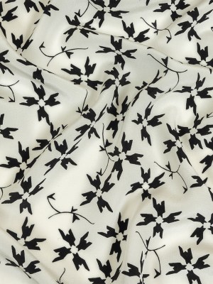 Tanya Taylor White and Black Geometric Floral Silk Crepe de Chine Tanya Taylor White and Black Geometric Floral Silk Crepe de Chine