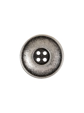 Weathered Silver Narrow Rim Low Convex 4-Hole Metal Button – 24L/15mm Weathered Silver Narrow Rim Low Convex 4-Hole Metal Button – 24L/15mm