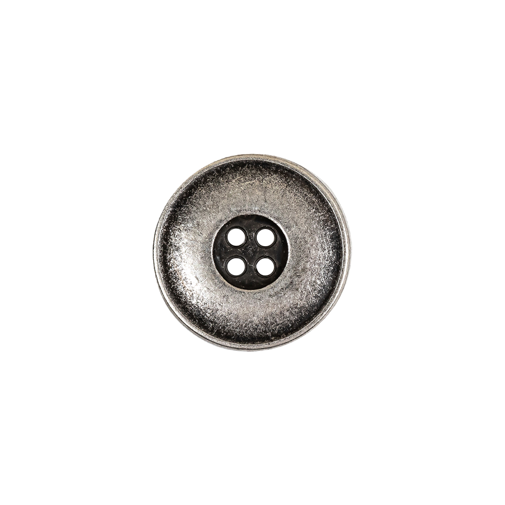 Weathered Silver Narrow Rim Low Convex 4-Hole Metal Button – 24L/15mm Weathered Silver Narrow Rim Low Convex 4-Hole Metal Button – 24L/15mm